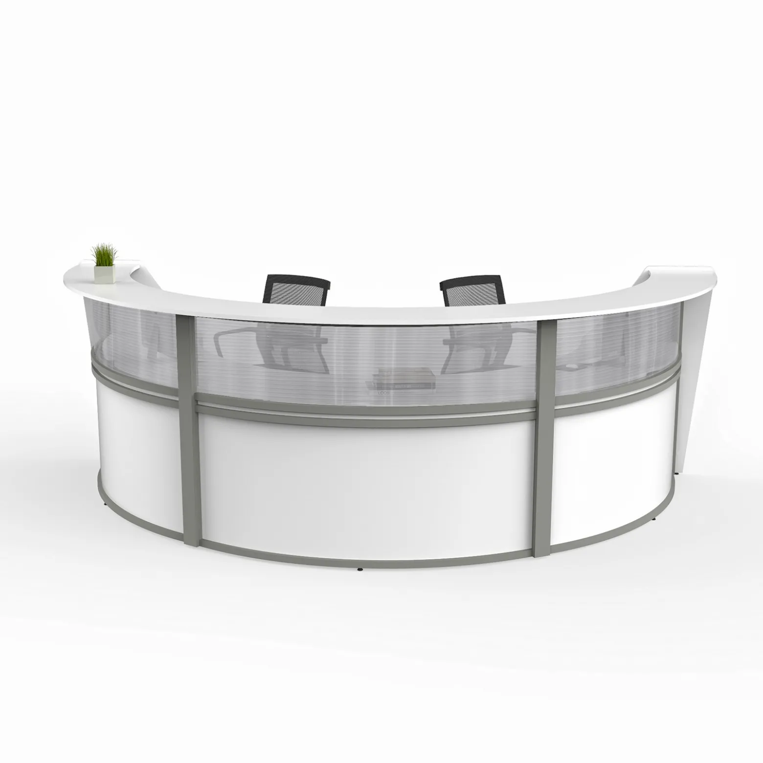 Magellan Three Unit Reception Station with Plexiglass Panel - 142"W x 69"D