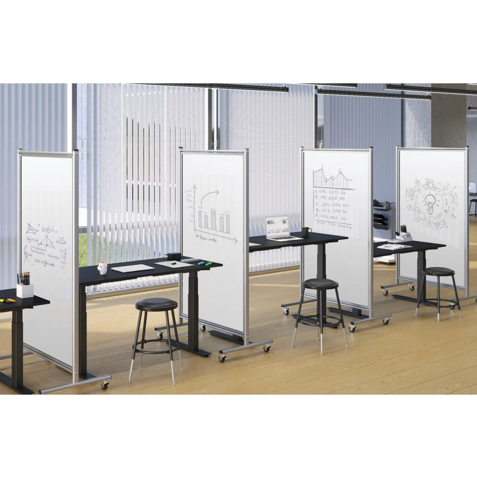 Magnetic Whiteboard Room Divier on Wheels