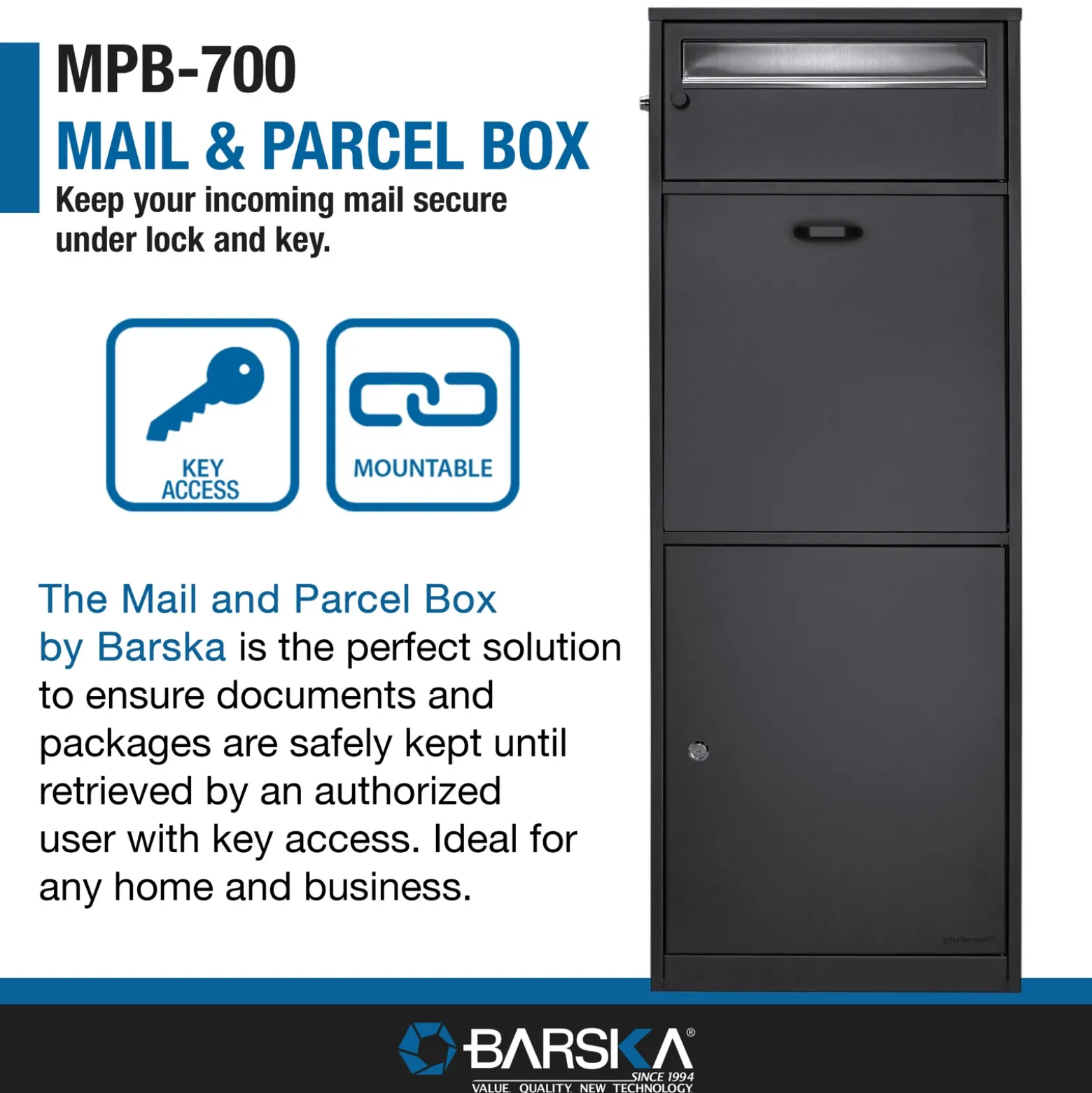 Mail and Parcel Box with Drop Door