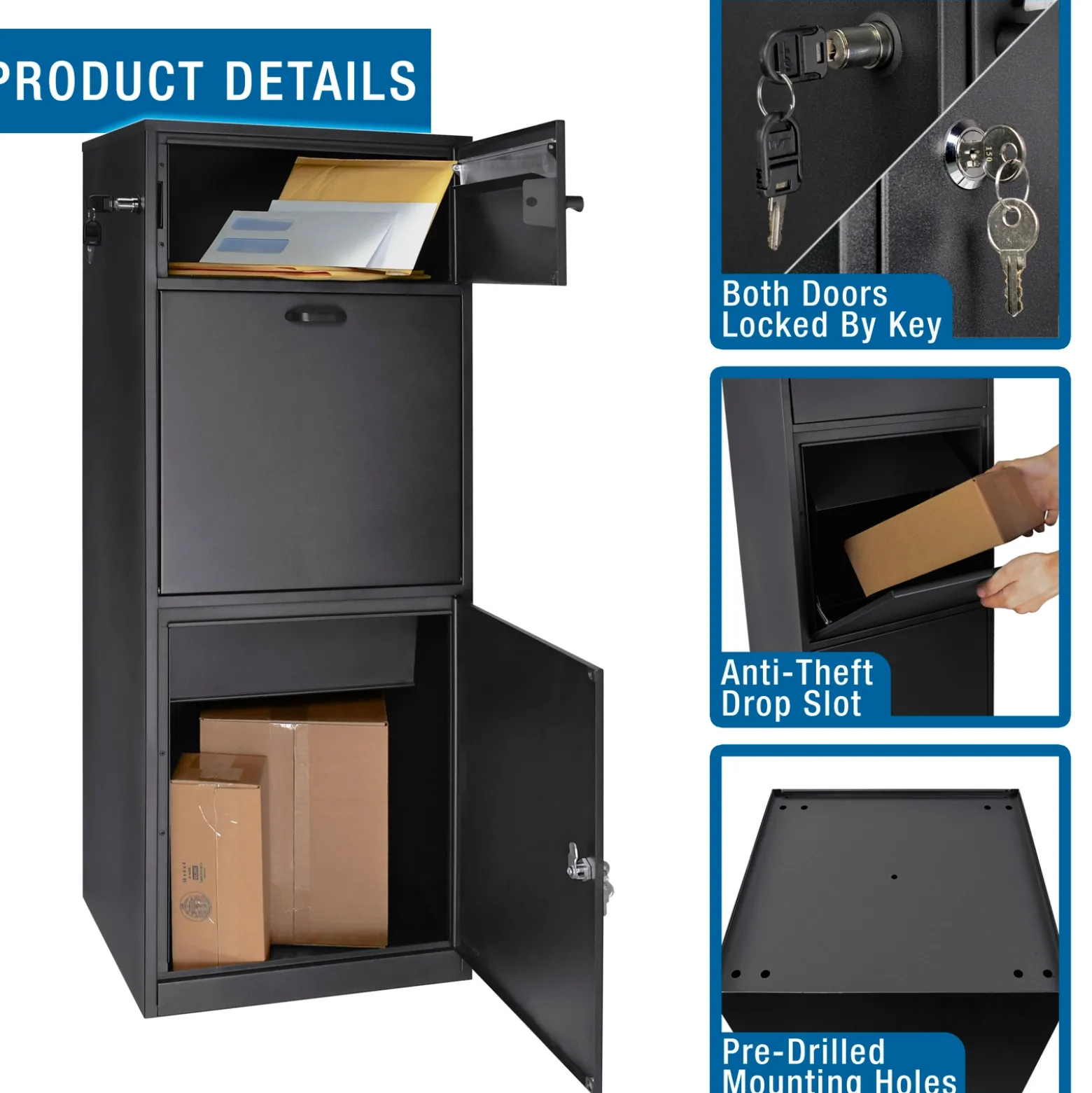 Mail and Parcel Box with Drop Door