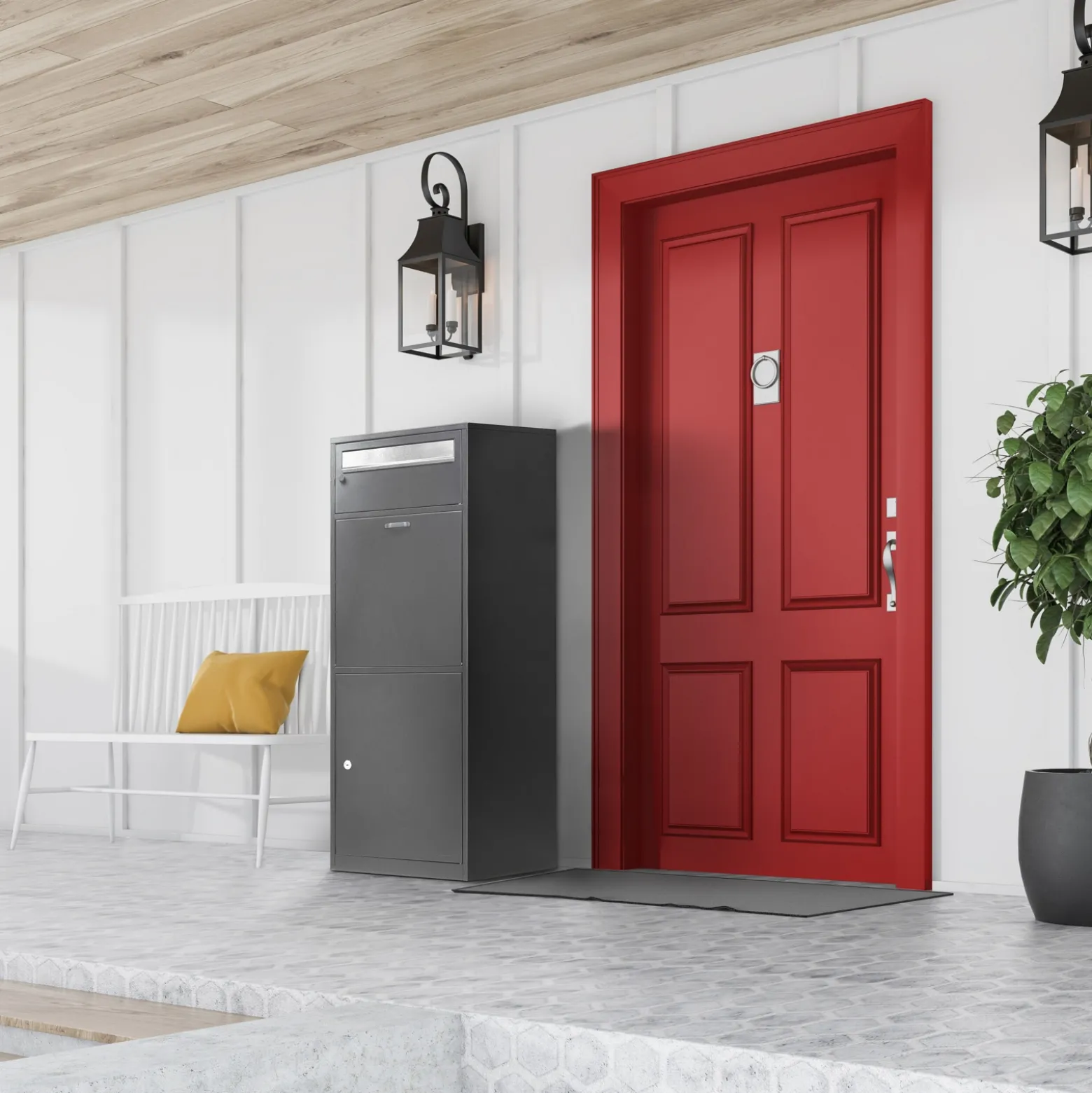 Mail and Parcel Box with Drop Door