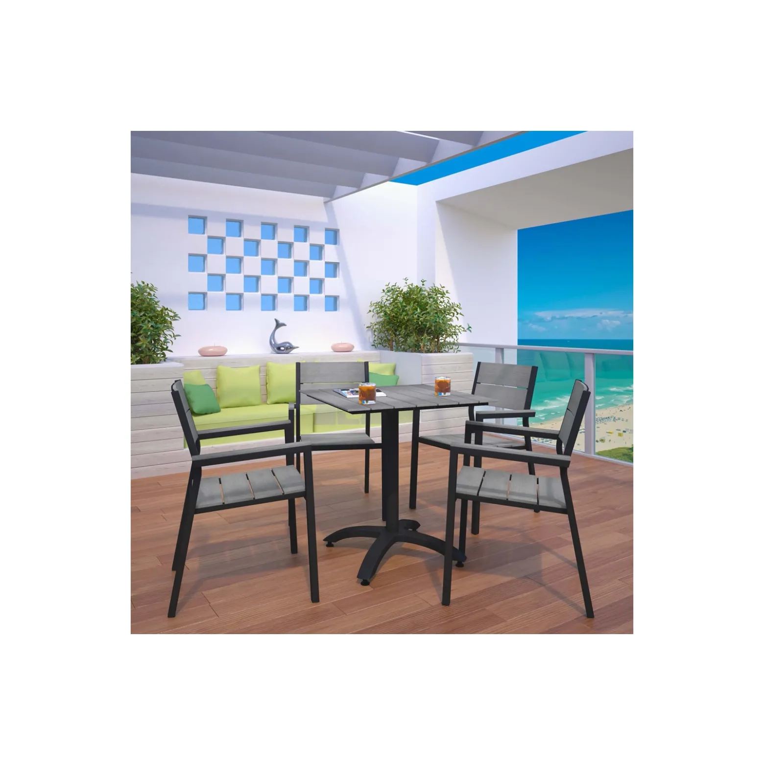 Maine Outdoor Bistro Table and Chairs Set - 5 PC
