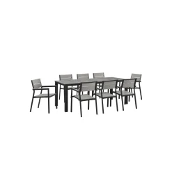 Maine Outdoor Patio Dining Table and Chair Set - 9 PC