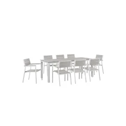 Maine Outdoor Patio Dining Table and Chair Set - 9 PC