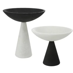 Marble Pedestal Bowls, Set of Two