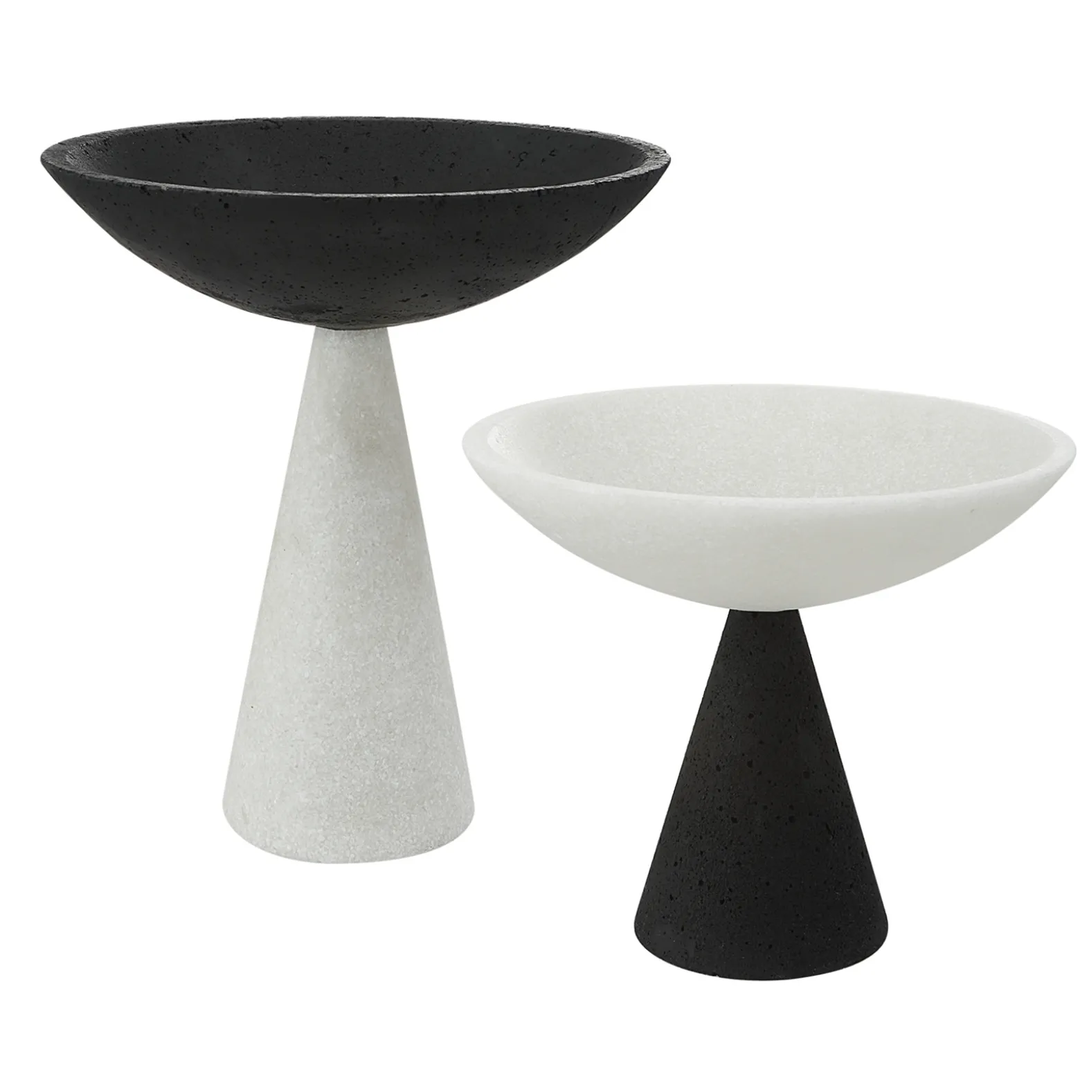 Marble Pedestal Bowls, Set of Two