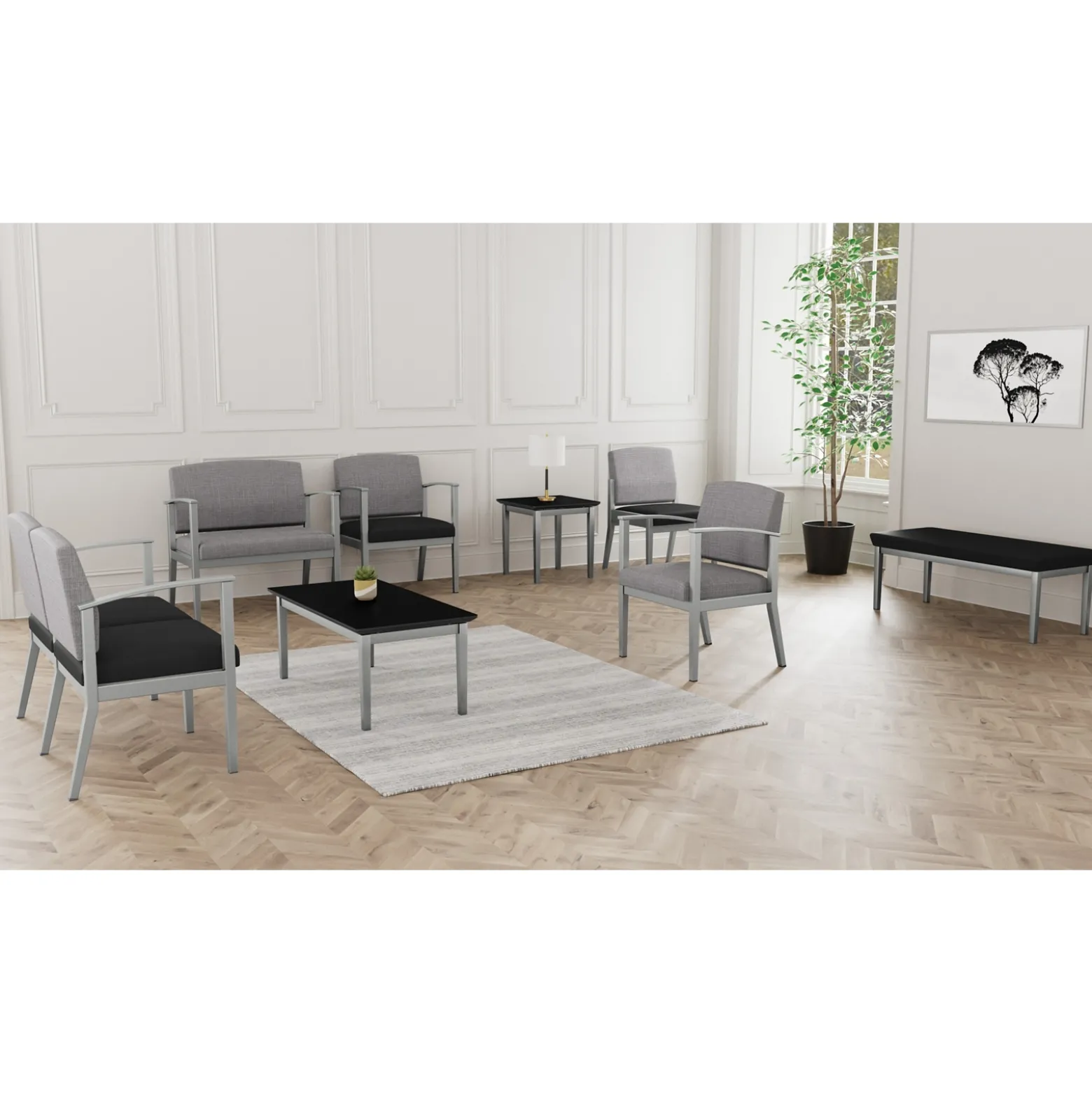 Mason Street Steel 3 Seat Bench In Standard Upholstery
