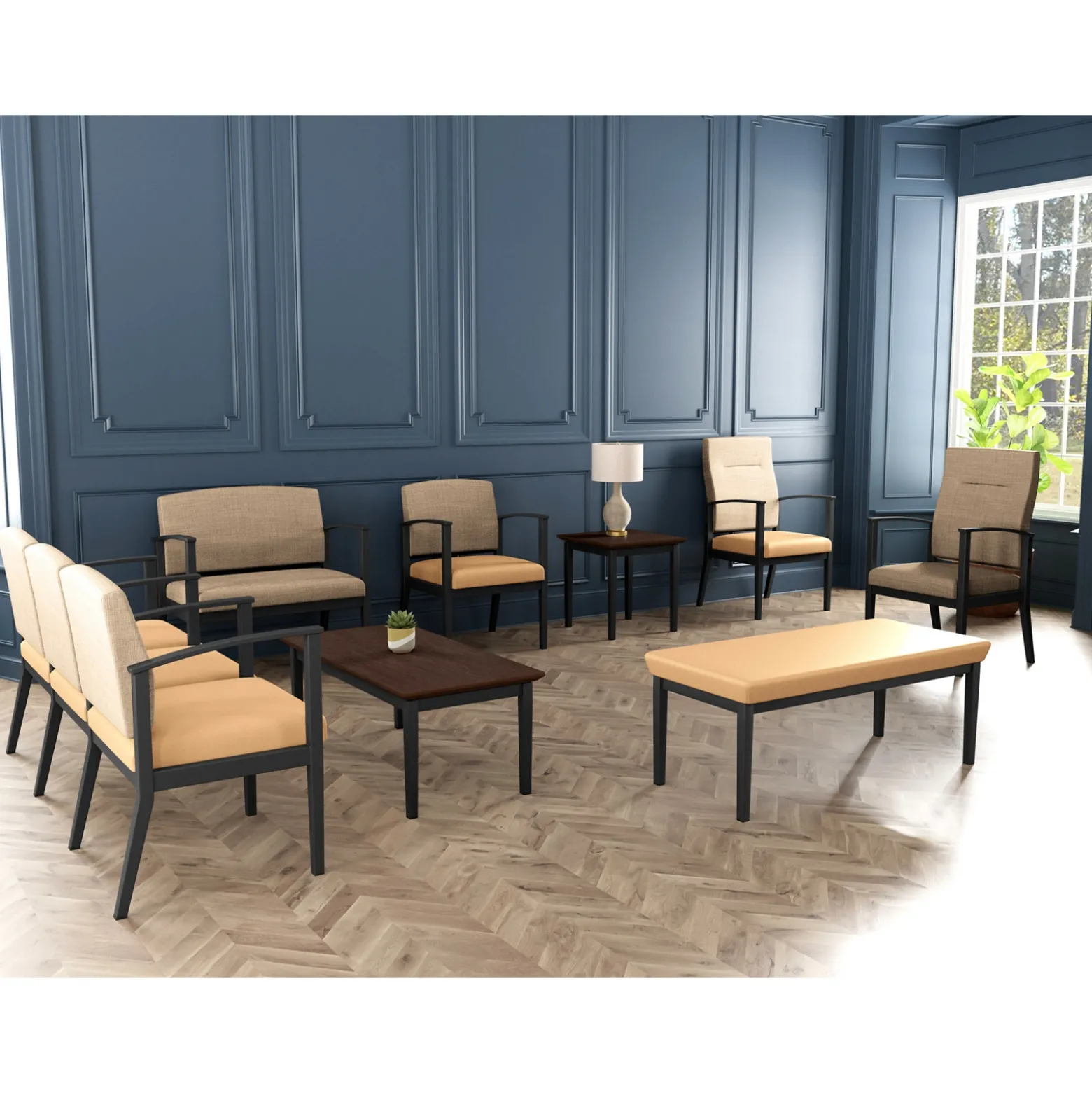 Mason Street Steel 5-Seater With Center Arms In Premium Upholstery