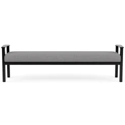 Mason Street Wood 3 Seat Bench in Premium Upholstery