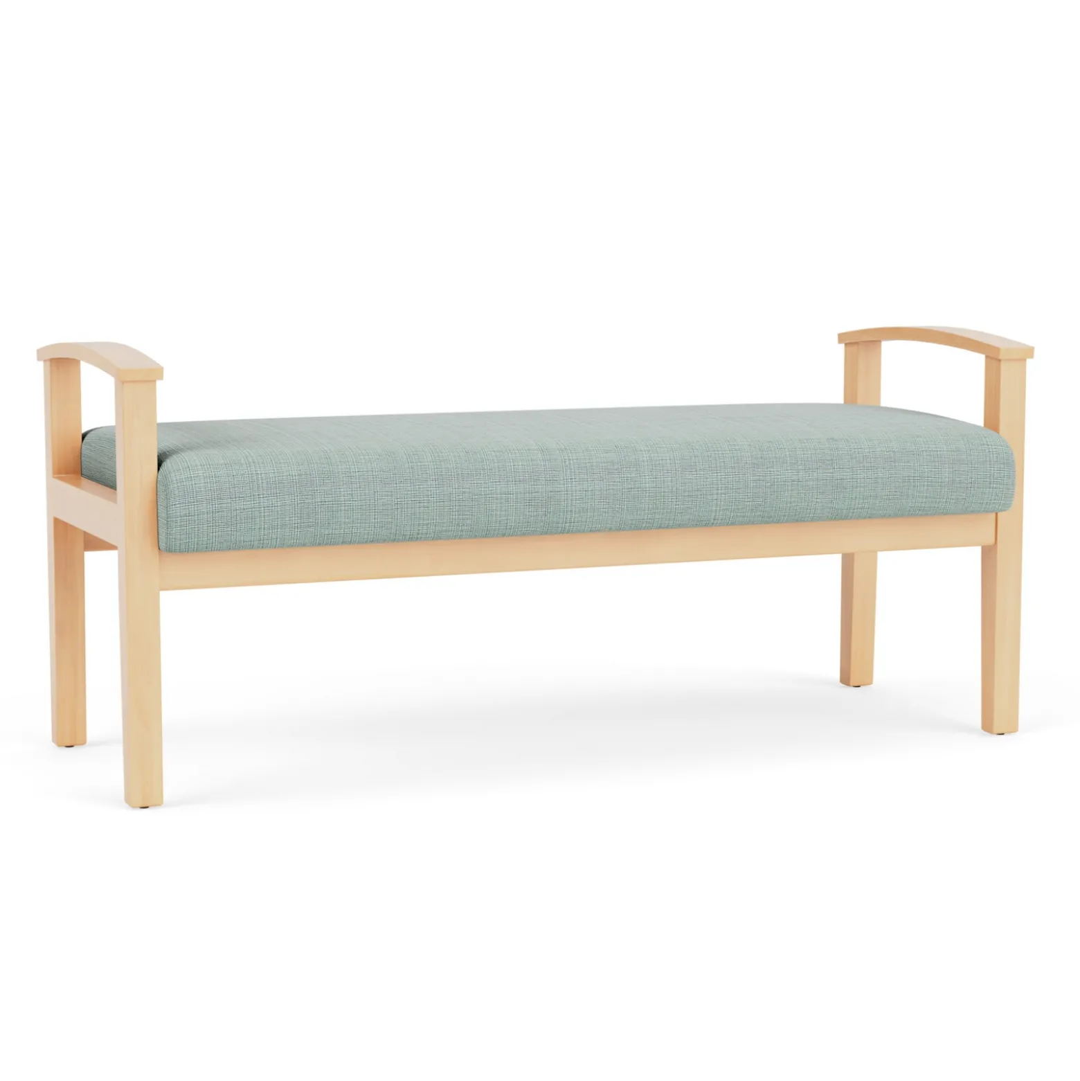 Mason Street Wood 2 Seat Bench in Premium Upholstery