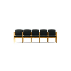 Mason Street Wood 5 Seat Sofa with Center Arms in Premium Upholstery