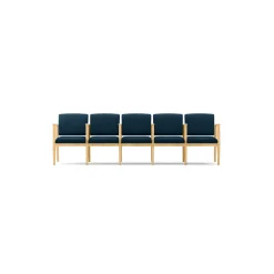 Mason Street Wood 5 Seat Sofa with Center Arms in Premium Upholstery