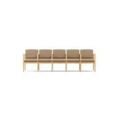 Mason Street Wood 5 Seat Sofa with Center Arms in Premium Upholstery