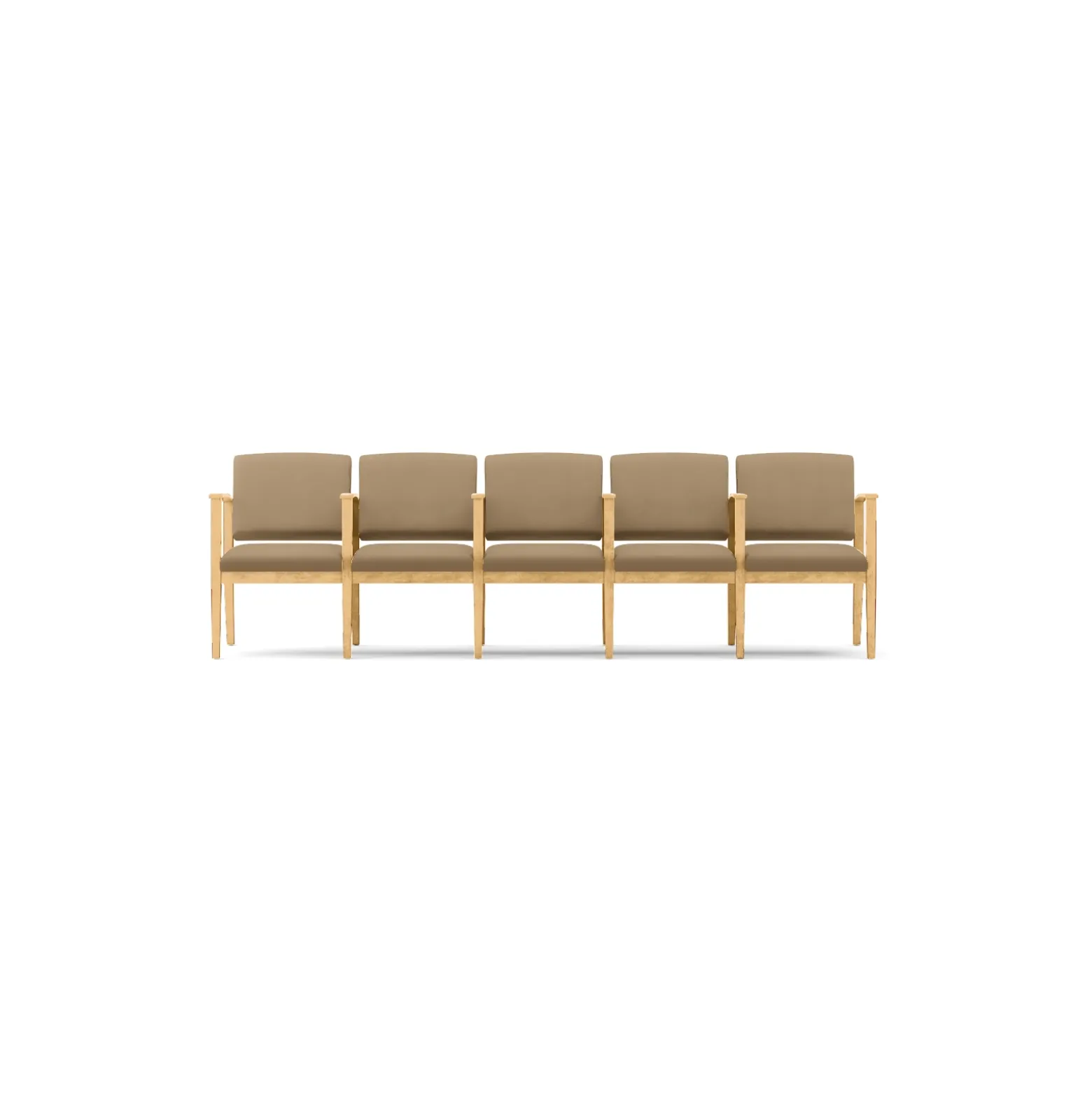 Mason Street Wood 5 Seat Sofa with Center Arms in Premium Upholstery