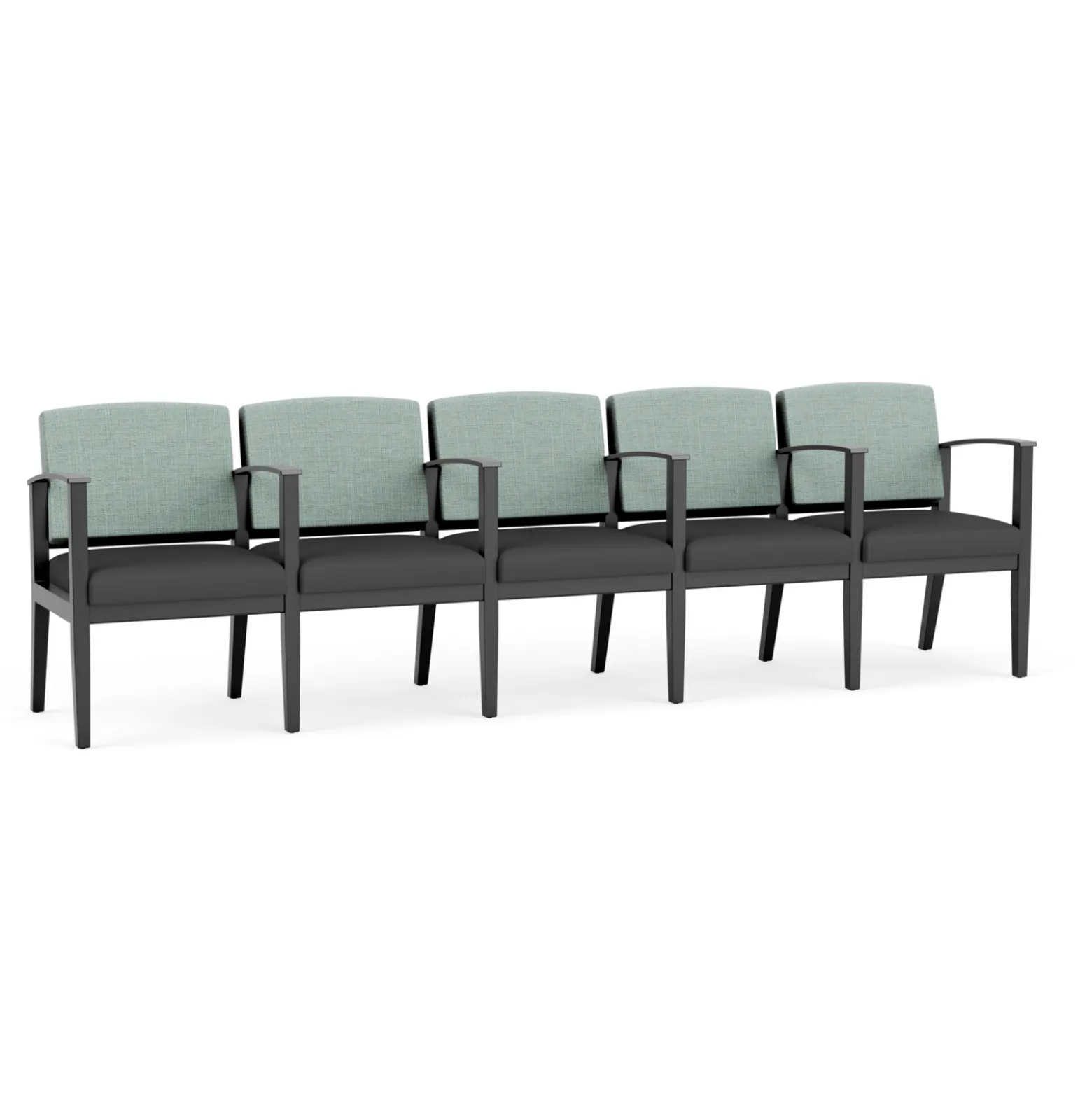 Mason Street Wood 5 Seat Sofa with Center Arms in Premium Upholstery