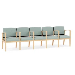 Mason Street Wood 5 Seat Sofa with Center Arms in Premium Upholstery