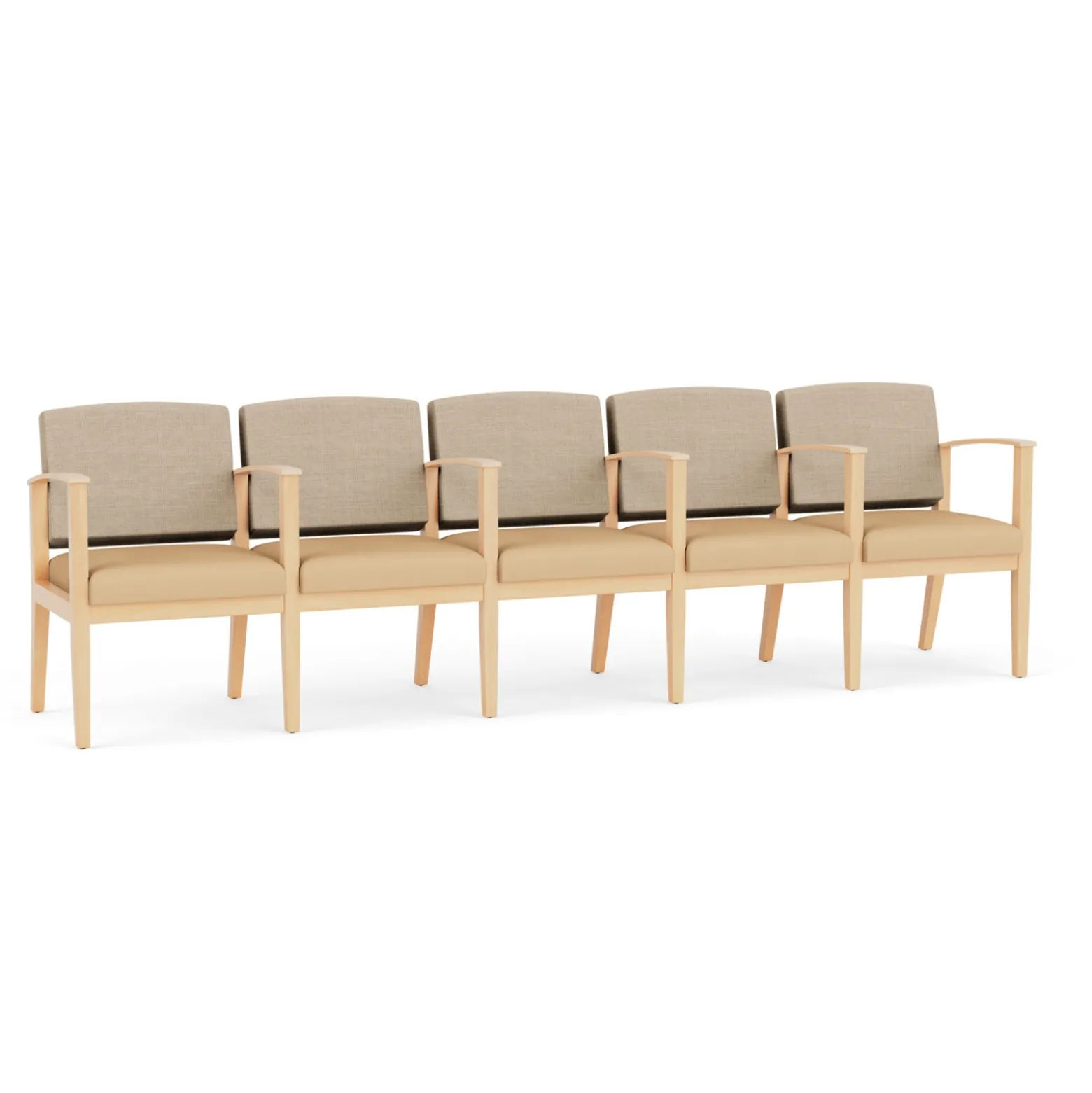 Mason Street Wood 5 Seat Sofa with Center Arms in Premium Upholstery