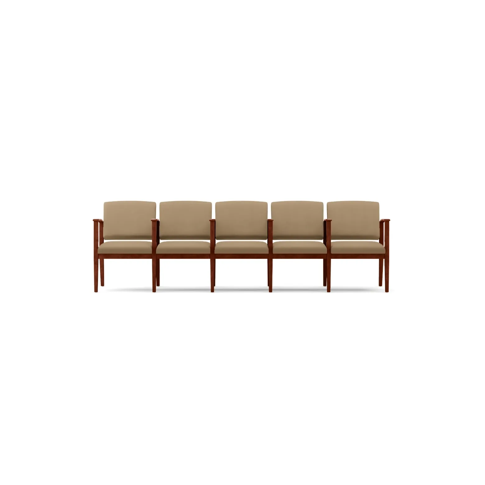 Mason Street Wood 5 Seat Sofa with Center Arms in Premium Upholstery