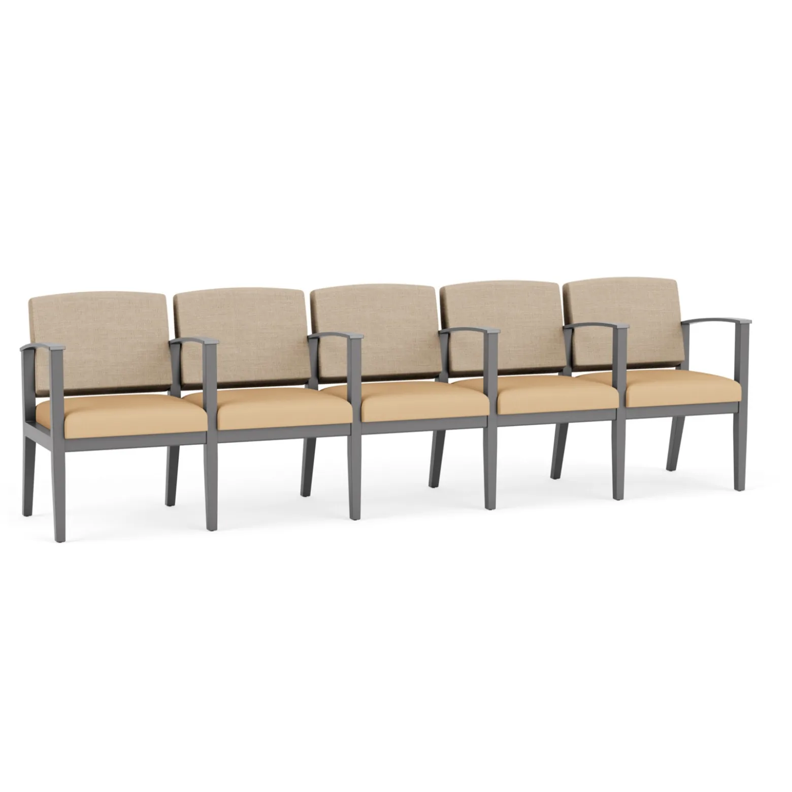 Mason Street Wood 5 Seat Sofa with Center Arms in Premium Upholstery