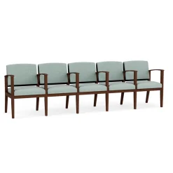 Mason Street Wood 5 Seat Sofa with Center Arms in Premium Upholstery