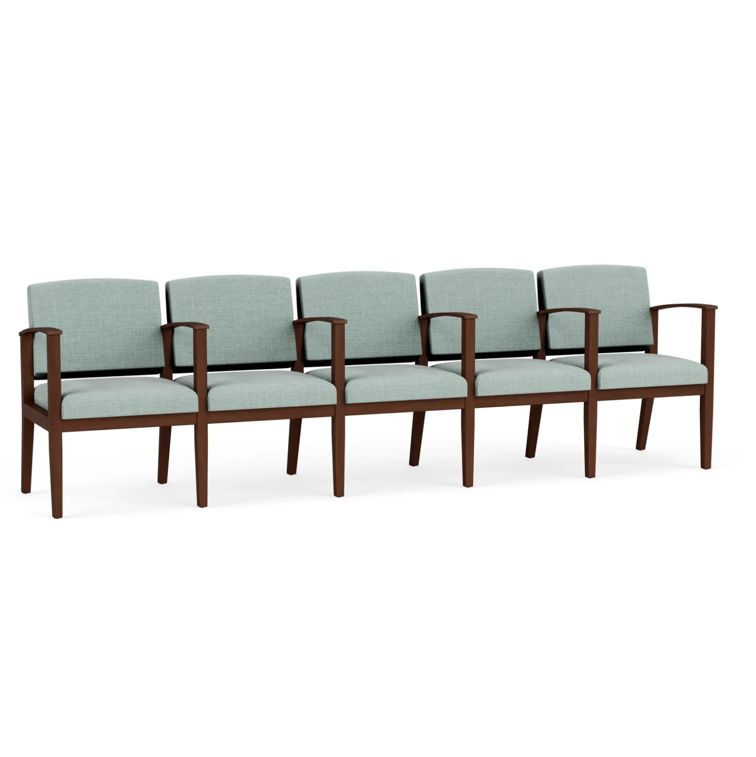 Mason Street Wood 5 Seat Sofa with Center Arms in Premium Upholstery