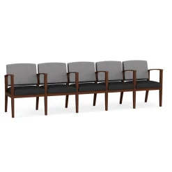 Mason Street Wood 5 Seat Sofa with Center Arms in Premium Upholstery