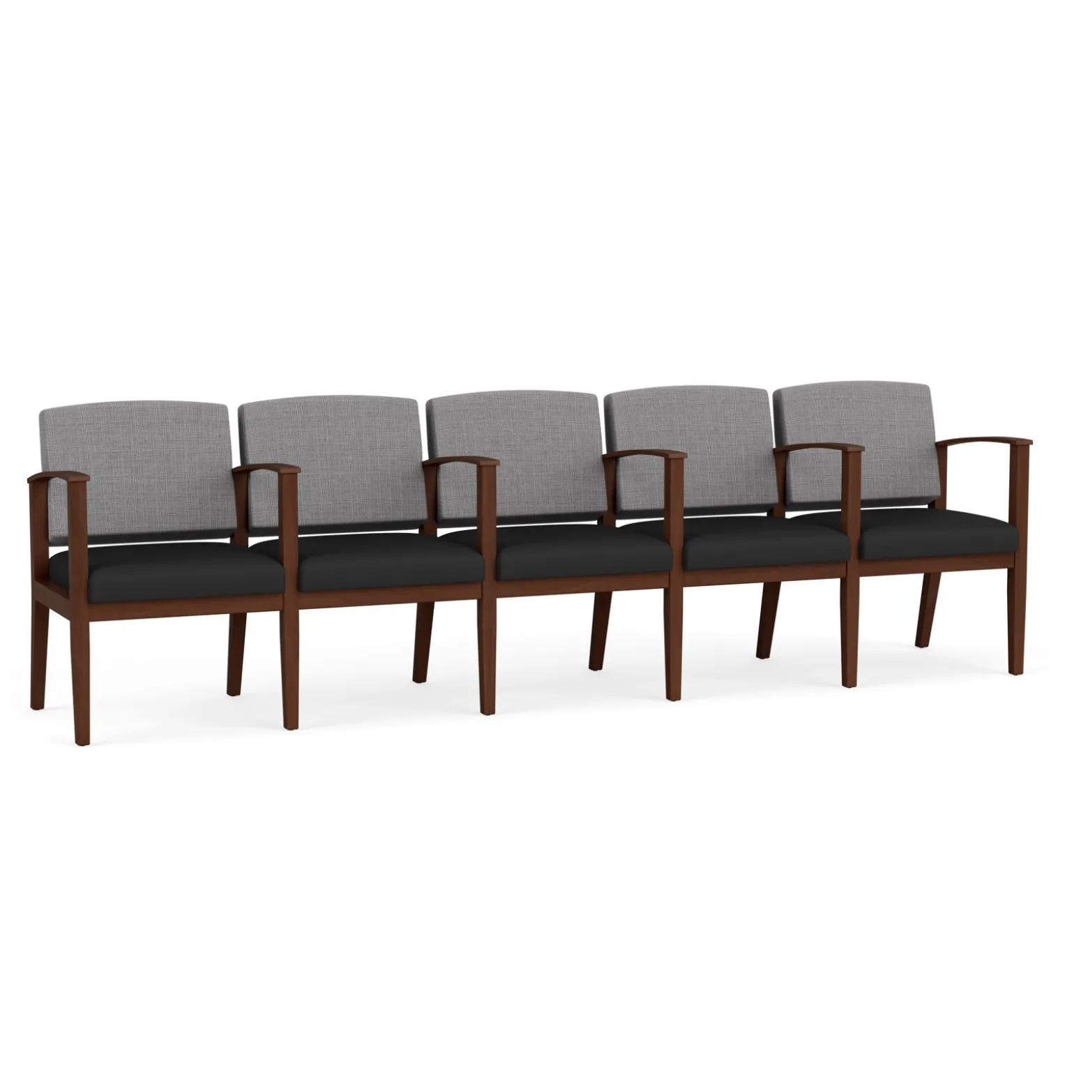 Mason Street Wood 5 Seat Sofa with Center Arms in Premium Upholstery