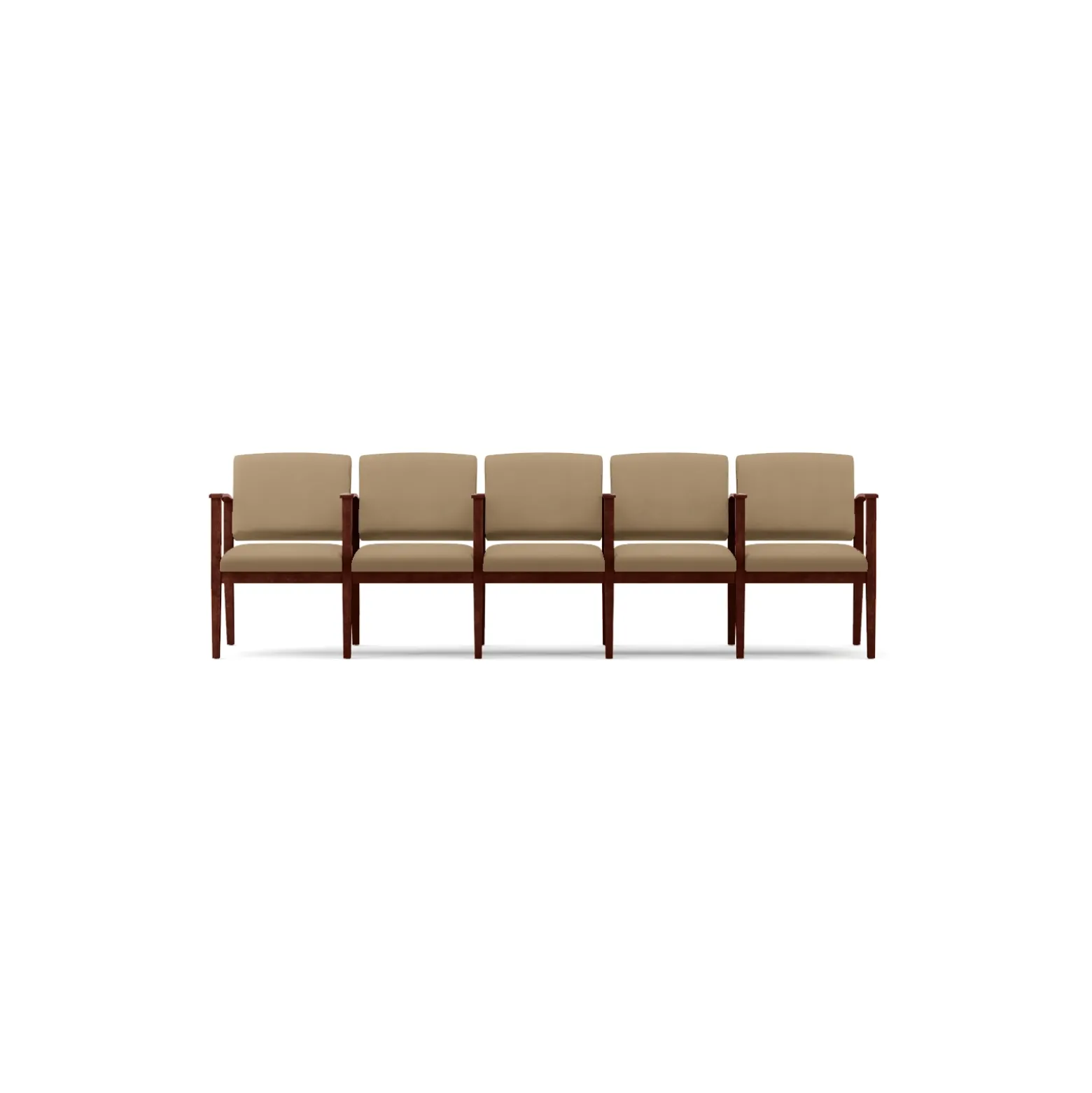 Mason Street Wood 5 Seat Sofa with Center Arms in Premium Upholstery