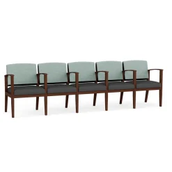 Mason Street Wood 5 Seat Sofa with Center Arms in Premium Upholstery