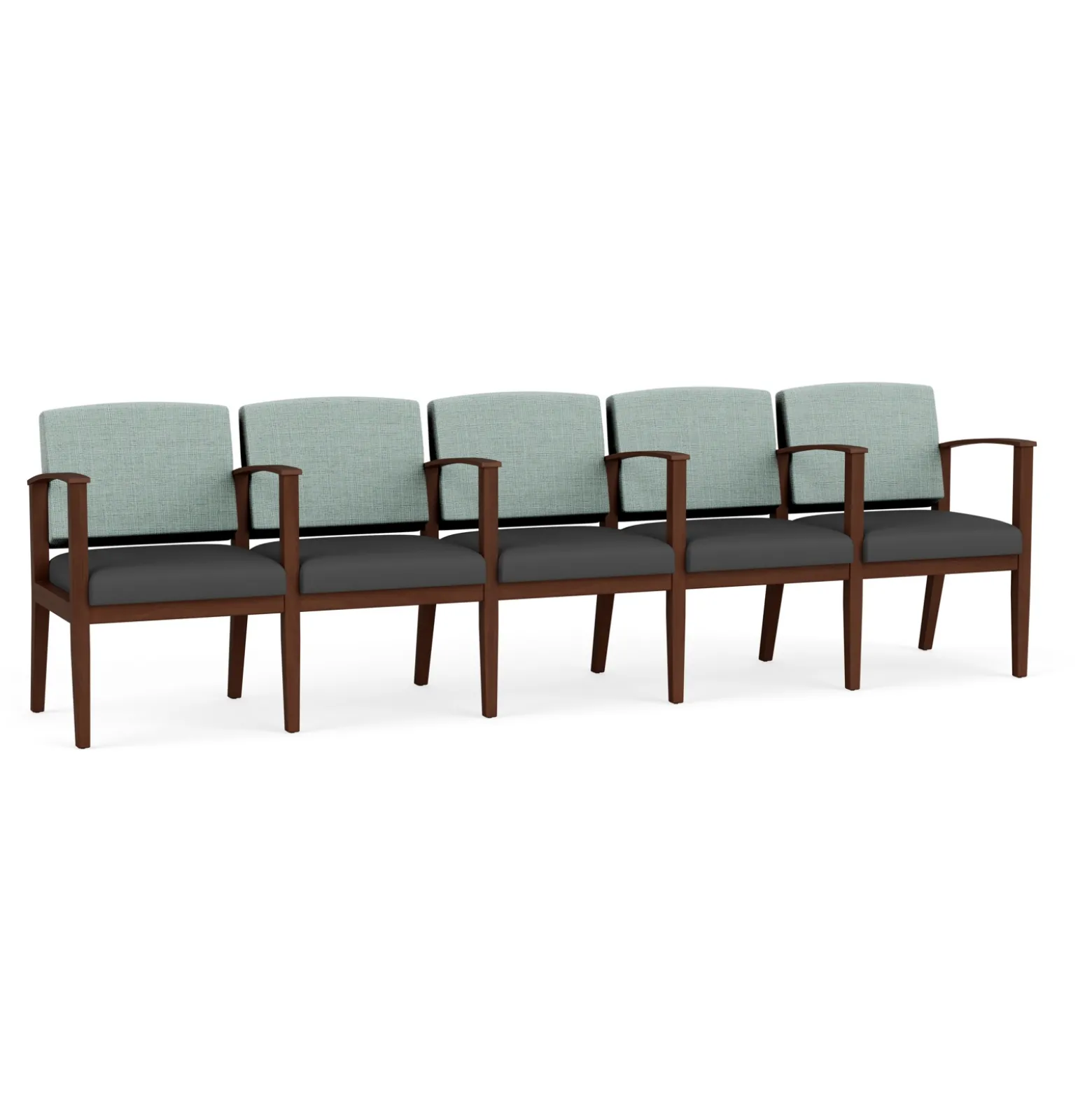 Mason Street Wood 5 Seat Sofa with Center Arms in Premium Upholstery