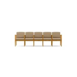 Mason Street Wood 5 Seat Sofa with Center Arms in Premium Upholstery