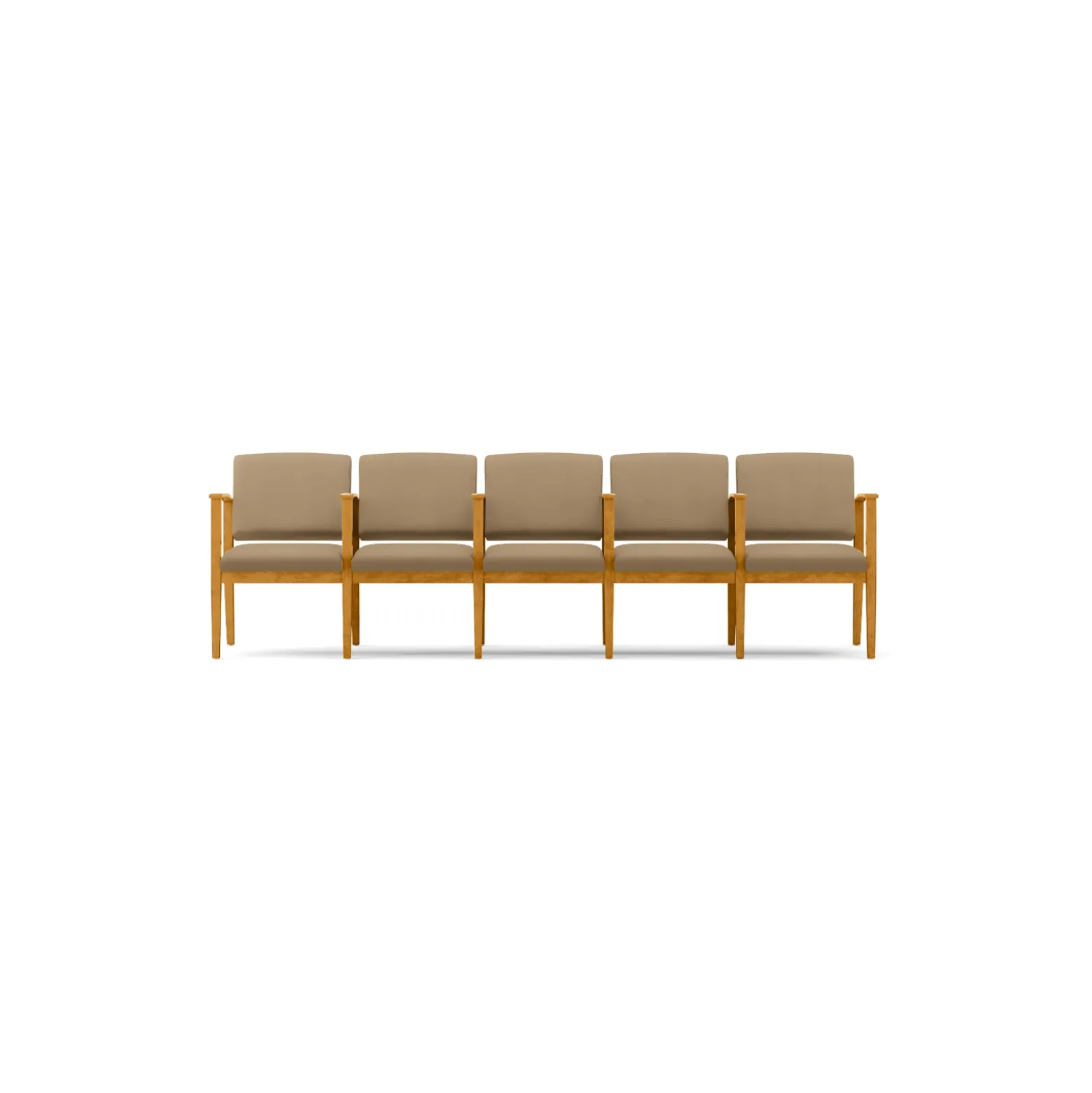 Mason Street Wood 5 Seat Sofa with Center Arms in Premium Upholstery