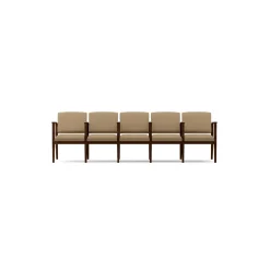 Mason Street Wood 5 Seat Sofa with Center Arms in Premium Upholstery