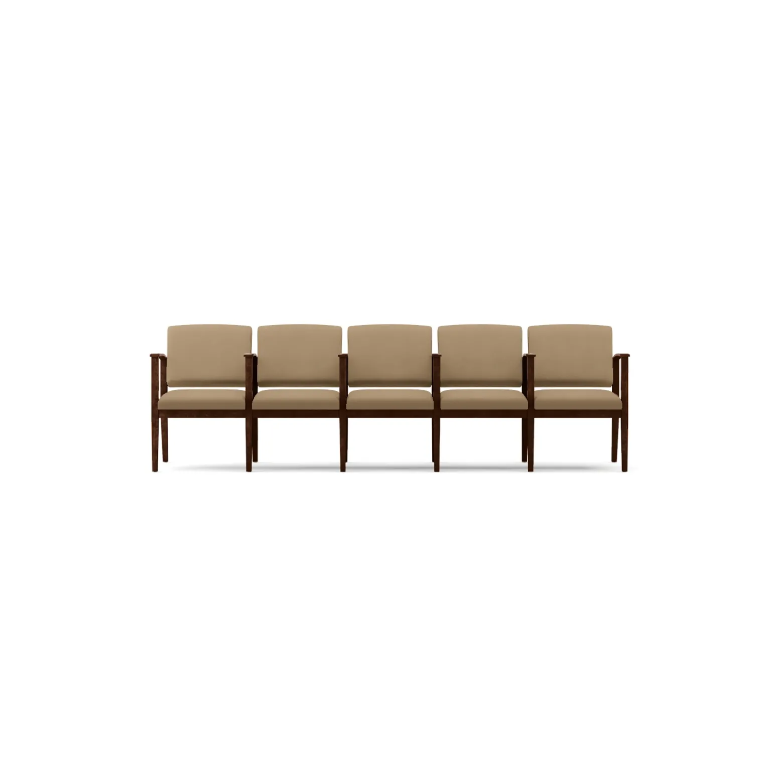Mason Street Wood 5 Seat Sofa with Center Arms in Premium Upholstery