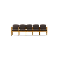 Mason Street Wood 5 Seat Sofa with Center Arms in Standard Upholstery