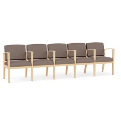 Mason Street Wood 5 Seat Sofa with Center Arms in Standard Upholstery