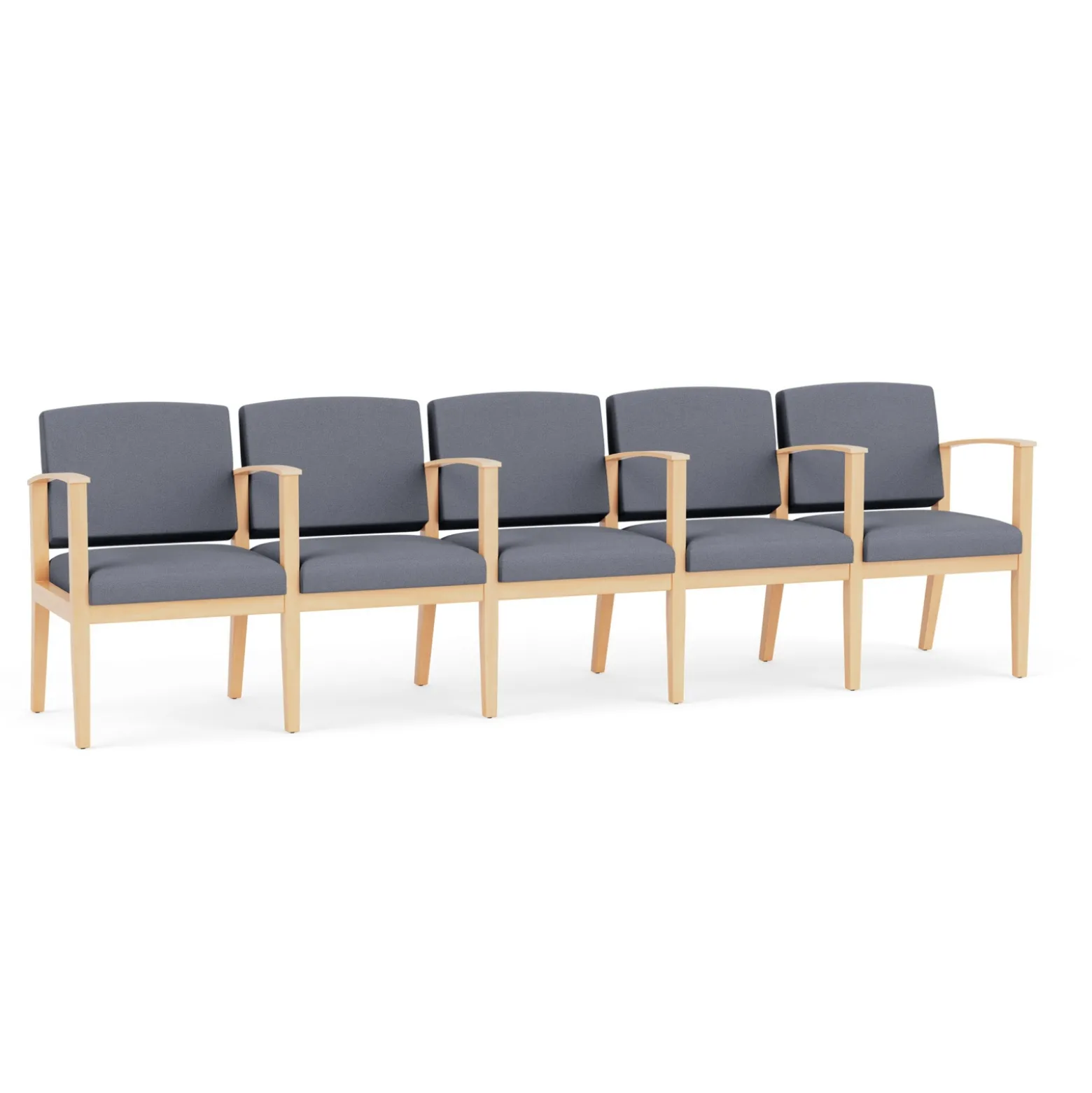 Mason Street Wood 5 Seat Sofa with Center Arms in Standard Upholstery