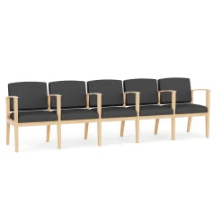 Mason Street Wood 5 Seat Sofa with Center Arms in Standard Upholstery