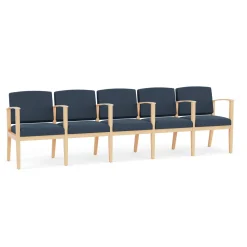 Mason Street Wood 5 Seat Sofa with Center Arms in Standard Upholstery