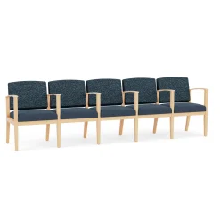Mason Street Wood 5 Seat Sofa with Center Arms in Standard Upholstery