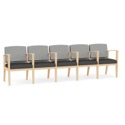 Mason Street Wood 5 Seat Sofa with Center Arms in Standard Upholstery