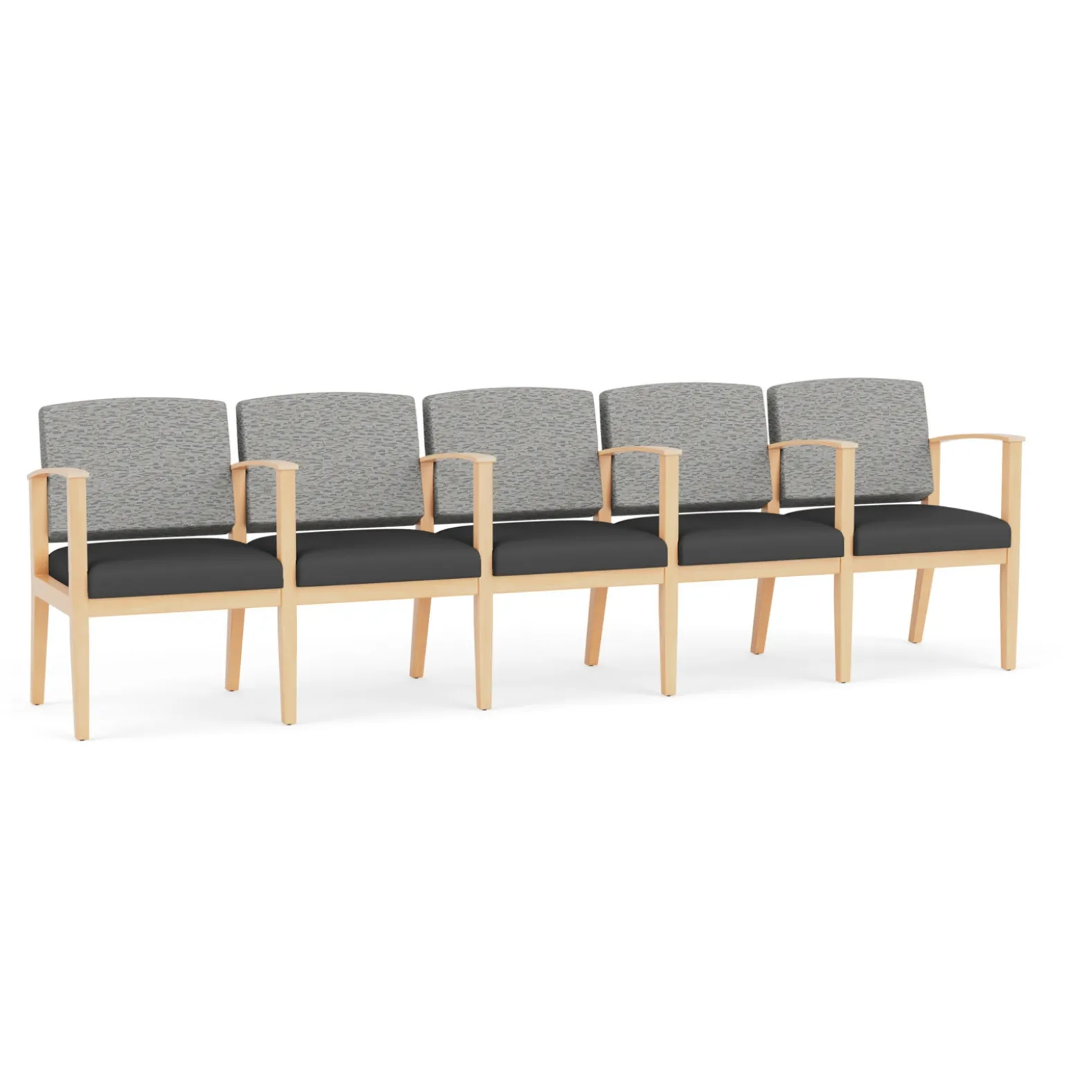 Mason Street Wood 5 Seat Sofa with Center Arms in Standard Upholstery