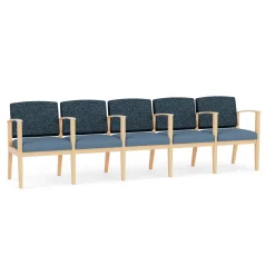 Mason Street Wood 5 Seat Sofa with Center Arms in Standard Upholstery