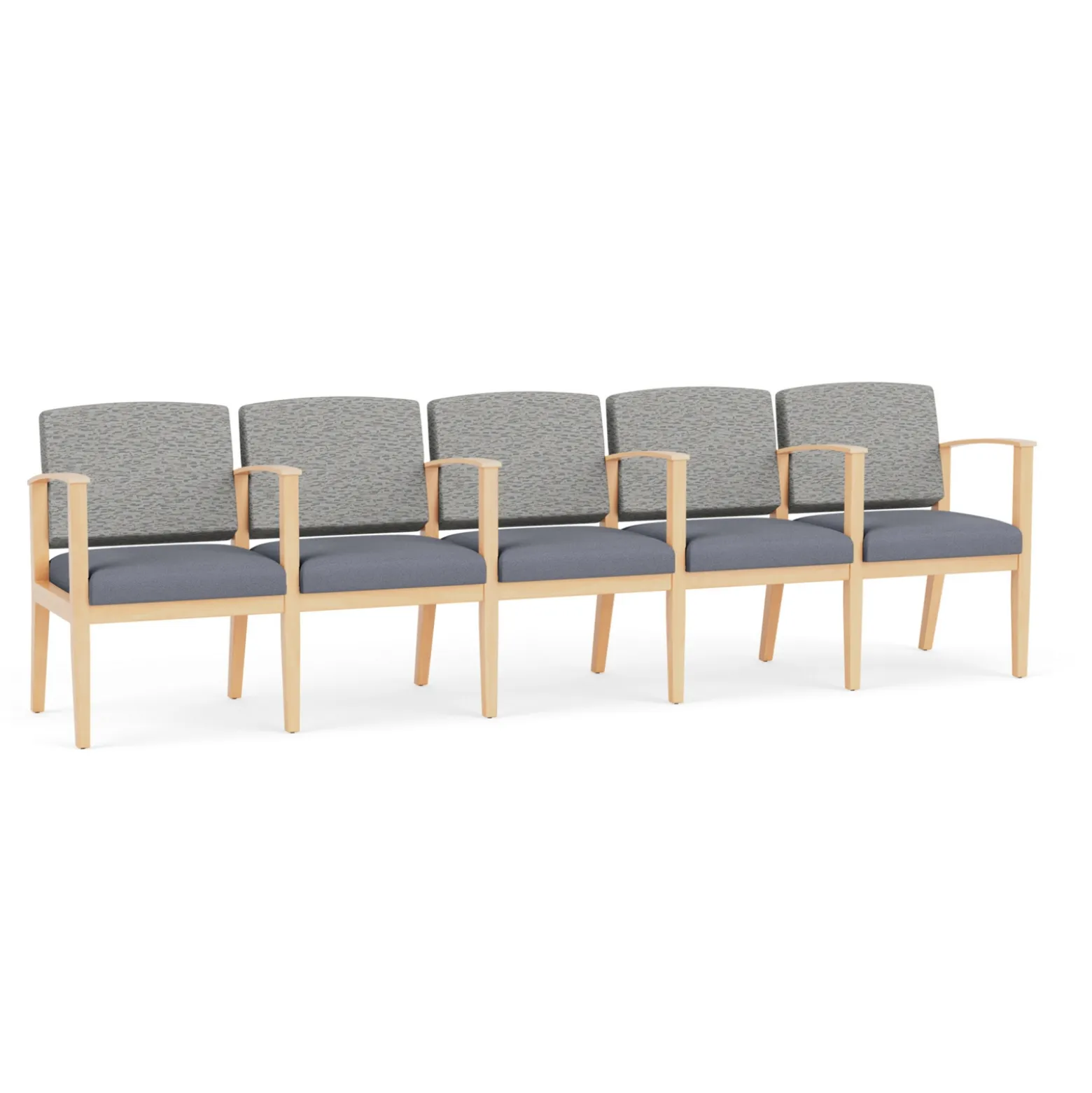 Mason Street Wood 5 Seat Sofa with Center Arms in Standard Upholstery