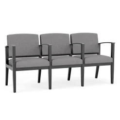 Mason Street Wood 3 Seat Sofa with Center Arms in Premium Upholstery