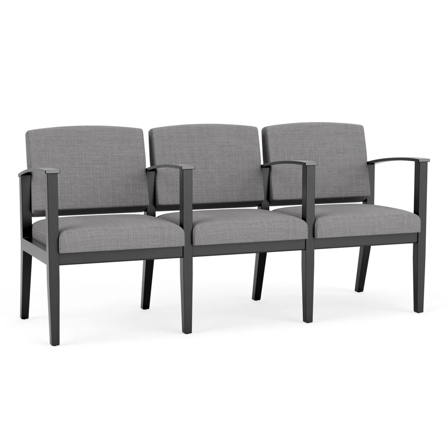 Mason Street Wood 3 Seat Sofa with Center Arms in Premium Upholstery