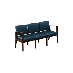 Mason Street Wood 3 Seat Sofa with Center Arms in Premium Upholstery