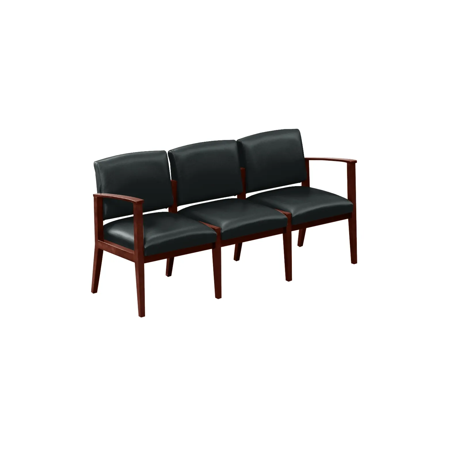 Mason Street Wood 3 Seat Sofa with Center Arms in Premium Upholstery