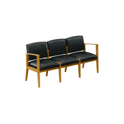 Mason Street Wood 3 Seat Sofa with Center Arms in Premium Upholstery