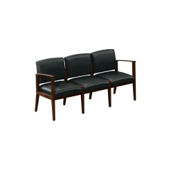 Mason Street Wood 3 Seat Sofa with Center Arms in Premium Upholstery